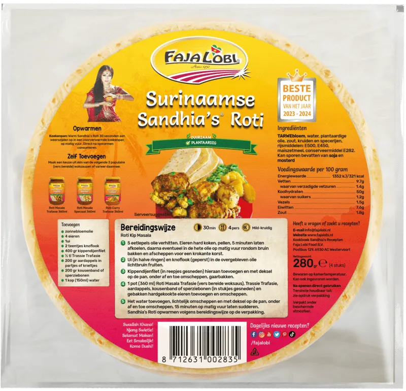 Sandhia's Roti (4stuks) 200 gr – Surinaamseten online